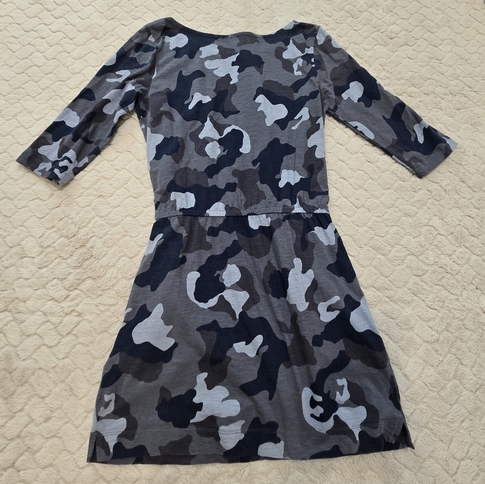 Banana Republic Blue Camo 3/4 Sleeve Cotton Mini Dress, Size S - Picture 8 of 9